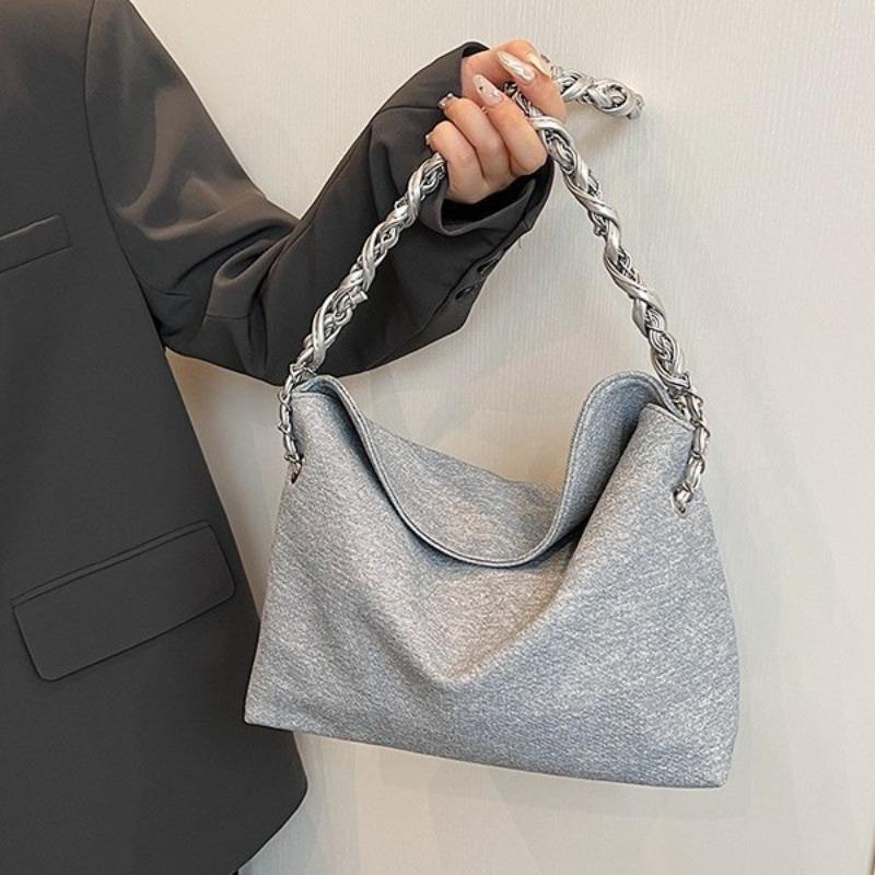 Spring new fashion casual armpit bag large capacity solid color commuter bucket tote bag
