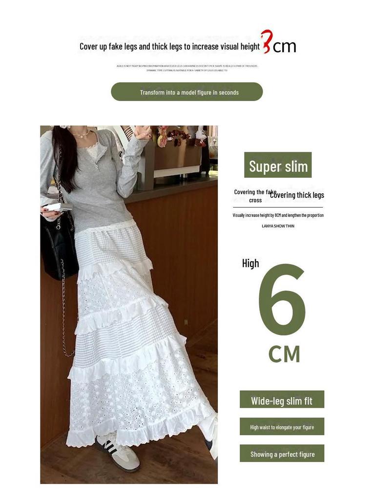 Gonna Lunga A-Line da Ballo a Vita Alta Bianco Torta per Donna - Elegante Gonna Lunga Voluminosa per Primavera, Estate e Autunno 2025