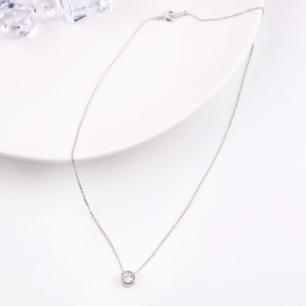92.5 Silver Simulant Diamond Round Necklace Ss238N