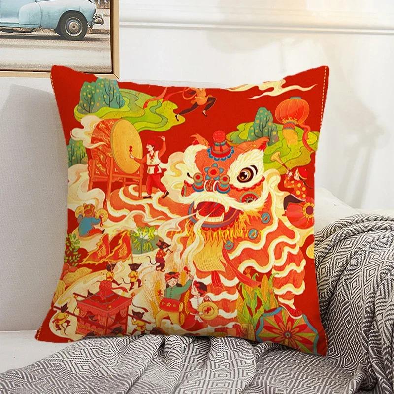Decorative Sofa Cushion Cover 40x40 Chinese Style Landscape Pillowcase 50x50 Cushions Covers Car Decoration Pillow Home Decor