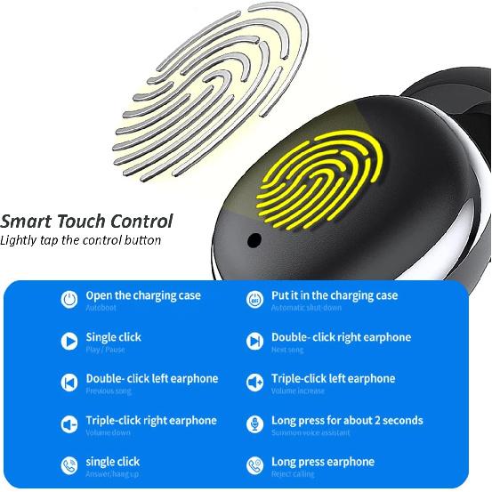 Kamon K11 Wireless Earbuds with Wireless Charging Case, Bluetooth 5.3, Touch Control Waterproof, in Ear Stereo Headphones Built in Mic Headset