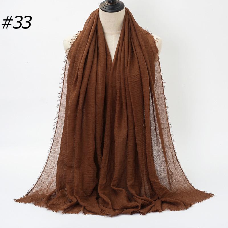 New Pleated Monochrome Cotton Solid Color Scarf, Naturally Pleated Human Cotton Hair Beard Edge Large Size Women's Headscarf B