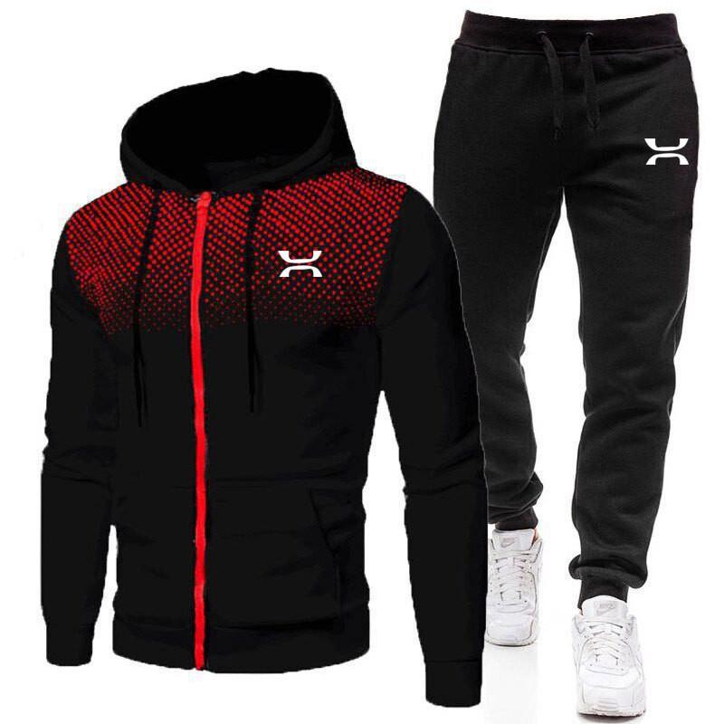 Mens Winter Sporty Hooded Tracksuit Set