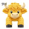 Office Desk Decoration for Women Cute Highland Cow Monitor Figurine, 3D Printed Animal Sitting on Accessories Computer Screen Edge Ornament,