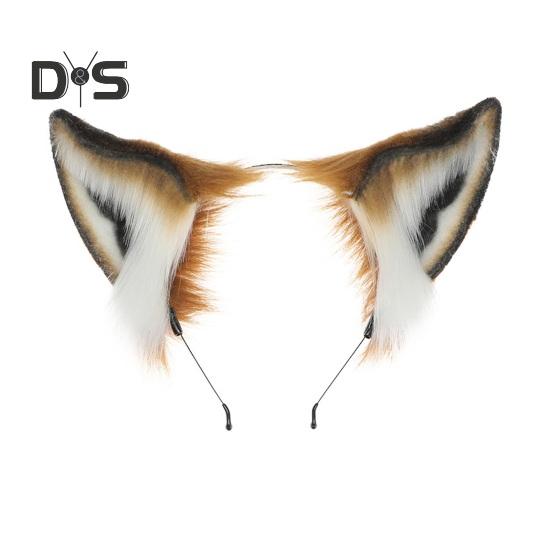 

Плюшевый тканевый обруч для волос с имитацией ушей животных, повязка на голову ручной работы для косплея, вечеринок, эластичная повязка на голову, аксессуар для волос коричневый