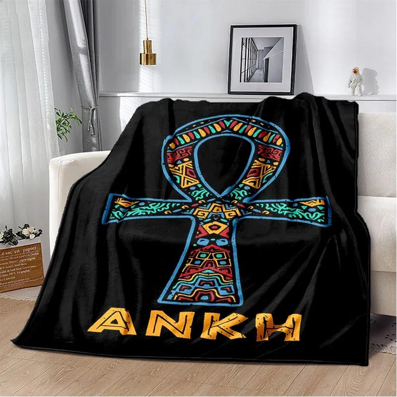 Egypt Blanket Cross Flannel Throw Blanket Soft Cover Lightweight Warm Blankets for Bed Sofa Couch King Queen Size for Teens Man
