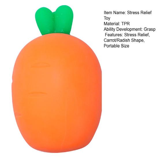 Carrot Stress Toy Anti-Anxiety Carrot Squeeze Toy Slow Rising Stretchy Simulated Vegetable