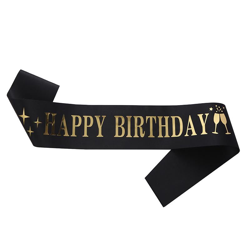 Happy Birthday Party Sash Ribbon - Age Options: 10, 13, 16, 18, 21, 30