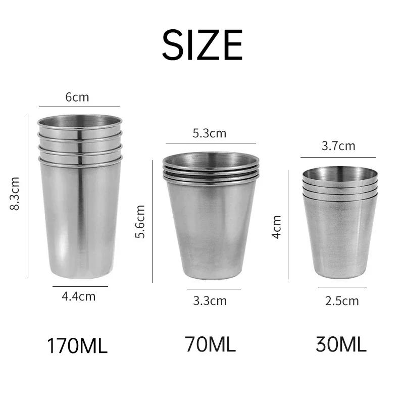 4Pcs Stainless Steel Mini Shot Cups Set with Case for Whisky Wine Camping 30ml 70ml 170ml Portable Travel Drinkware Kitchen Tool