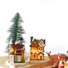 Gift Figurine Mini Miniatures Resin Craft Village House Ornament LED Light Christmas Decoration
