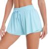 Pantaloni scurți sport de primăvară-vară pentru femei, Culote de tenis din nailon și spandex cu șnur și curea anti-expunere