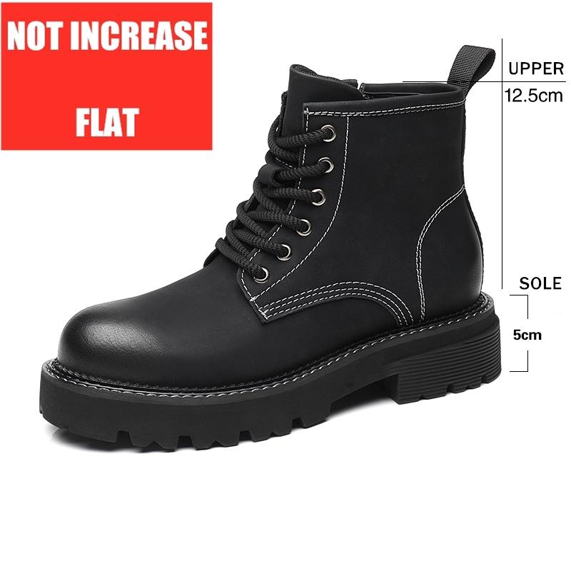 

Модная осенне-зимняя мужская платформа, ботинки на танкетке, теплые ботинки для увеличения роста, мужская обувь из коровьей кожи, высокий каблук 5/8 см, уличные повседневные ботинки 38