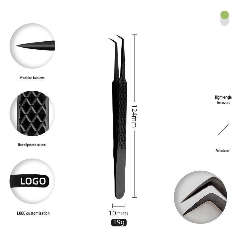 Golden Feather Stainless Steel Eyelash Tweezers for Grafting and Extensions