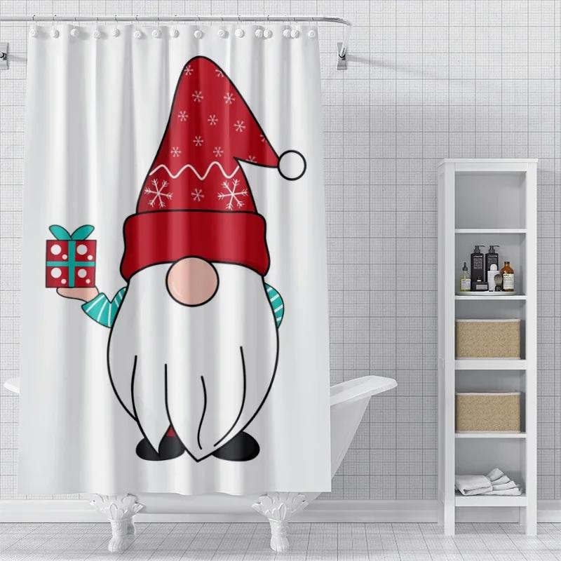 Home Decoration Shower Curtains For Bathroom Waterproof Curtain Fabric Modern Nordic Style Living Room Merry Christmas Winter