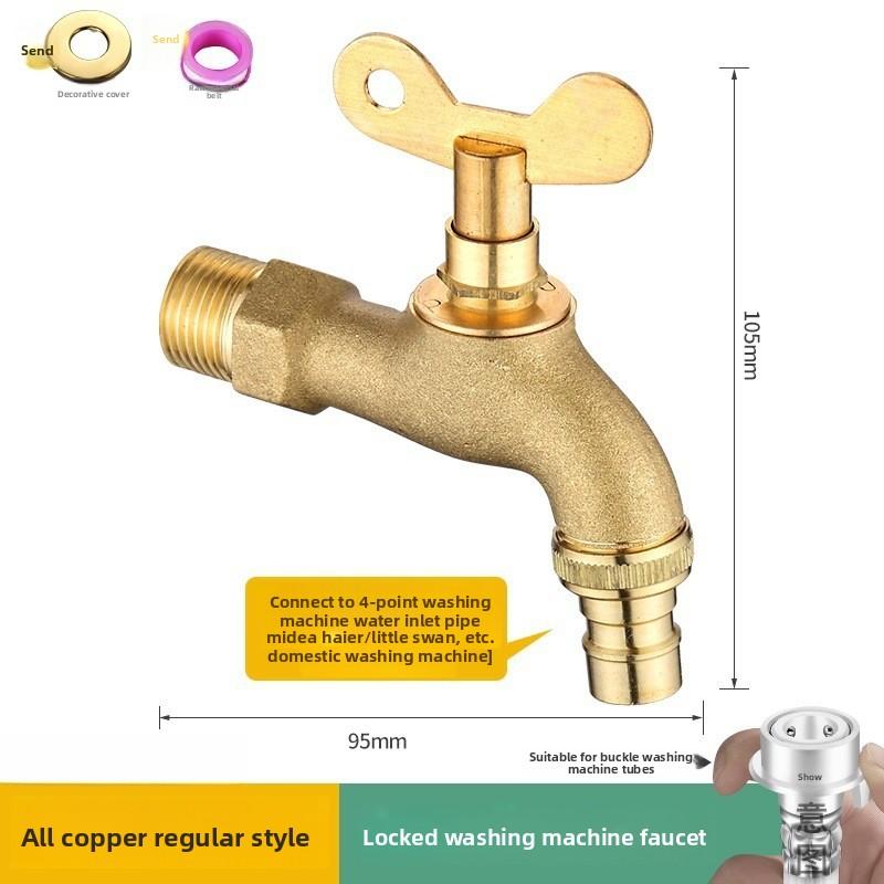 Rubinetto con Blocco a Striscia di Rame Pieno per Cortile Esterno Antigelo e Universale per Acqua Potabile Lavatrice con Chiave