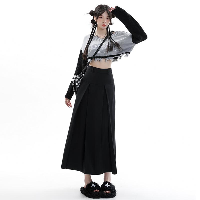 Skirts Women Chic College All-match Autumn Basic Midi Popular Korean Style Fashion Ladies Clothing Pleated Faldas Vintage