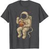 Astronaut Eating Ramen Graphic Tee Funny Space Food Print Casual Men's T-Shirt