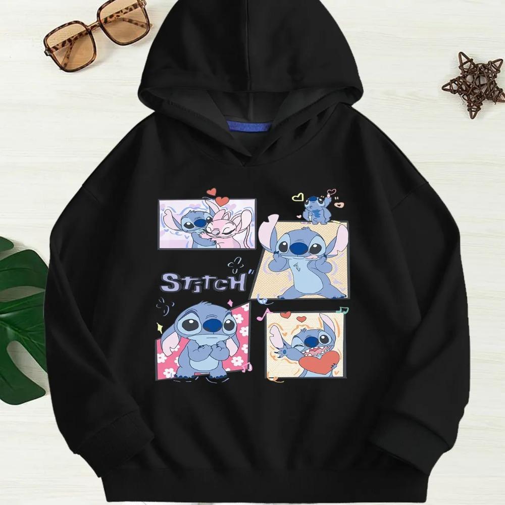 2025 Popular Boy and Girl Stitch Cartoon Hoodie, Soft and Warm, with Stitch Pattern, Perfect for Birthday and Christmas Gifts