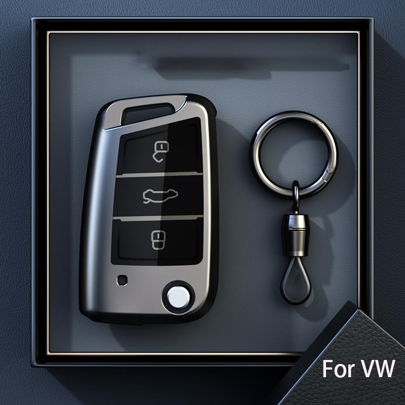 Titanium Gray for Volkswagen VW Polo Golf 7 Passat Tiguan MK2 Beetle Ateca Caddy T5 Flip Folding Car Key Case Cover Accessories