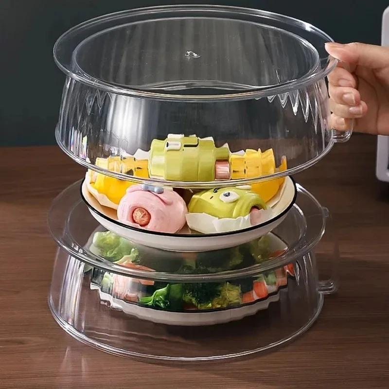 Microwave Food Cover Serving Plate Cover Microwave Splatter Cover Transparent Smooth Surface with Handle 10" Microwave