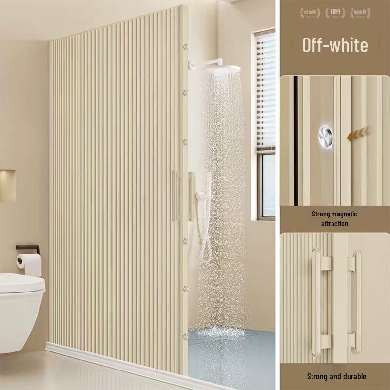 Magnetischer Falt-Duschvorhang: Winddicht, Badezimmer-Trennwand ohne Bohren & Toilettentürvorhang