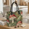  Forest Mushroom Print Tote Bag Casual Large Capacity Shopping Handbag for Daily Use