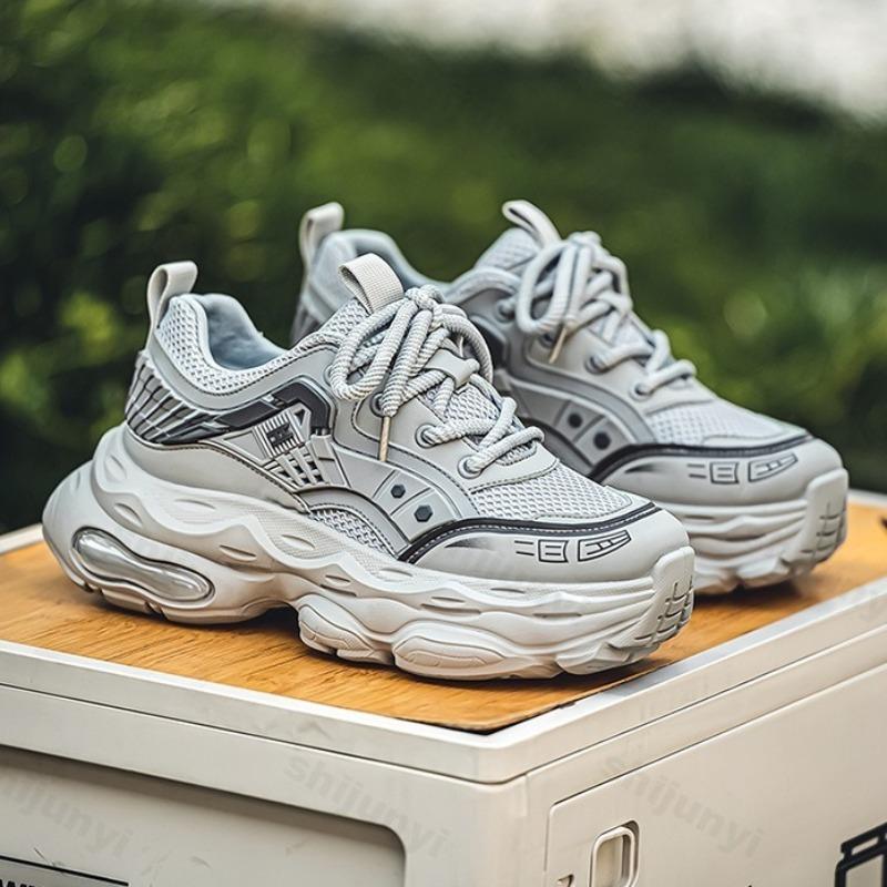 Fashion 2025 New Men Casual Shoes Spring Fashion Trend Thick Sole Sports Shoes Height Increasing Mesh Breathable Lace-up Chunky sneakers