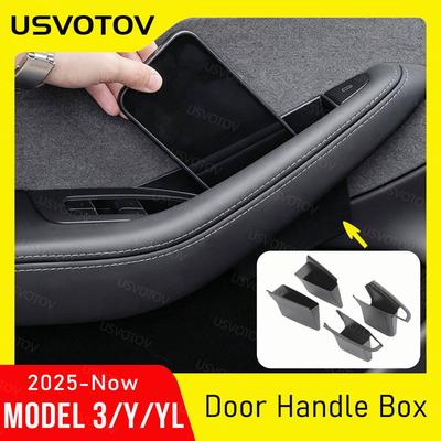 For 2026 2025 Tesla Model Y Juniper Model 3 YL Door Side Storage Box Center Console Organizer Door Handle Tray Bins Accessories