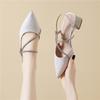 Pointed empty single shoes women's thick heel new summer French Mary Jane shoes with high heel bag head sandals