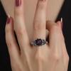 New Elegant Black Flower Shape Zircon Ring for Women Wedding Engagement Jewelry Accessory Sizes 5-11