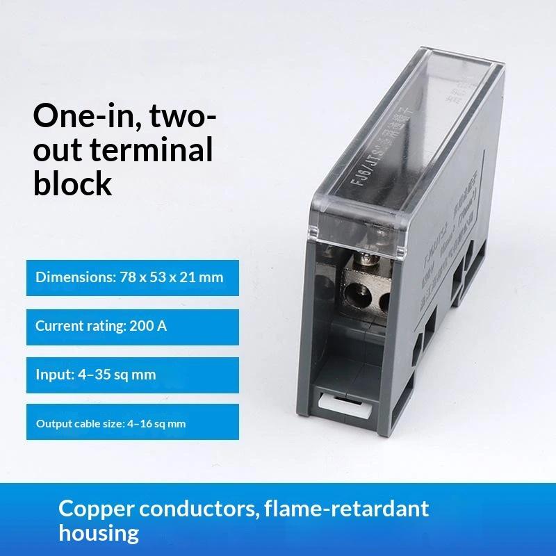 One In Multiple Out Din Rail Terminal Block 150A Universal Distribution Box Wire Connector Abs/Copper Power Junction Box