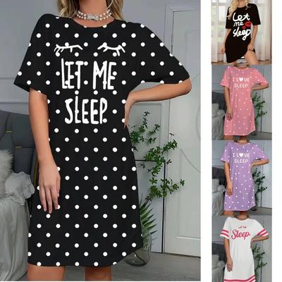 Zomer Mode Casual Ik Houd Van Slapen Dames Nachtjapon Korte Mouw Jurken Losse Pasvorm Nachtkleding Huis Kleding Nachthemd Loungewear Jurken