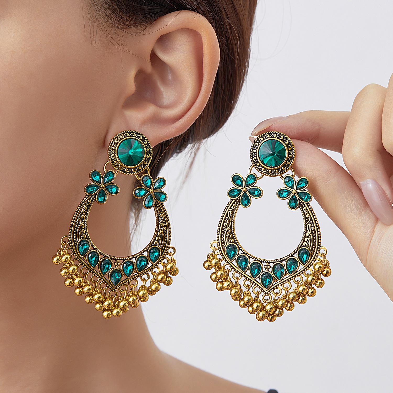 Exotic Ethnic-Style Long Dangle Earrings for Women: Retro Bohemian Turquoise Ornaments