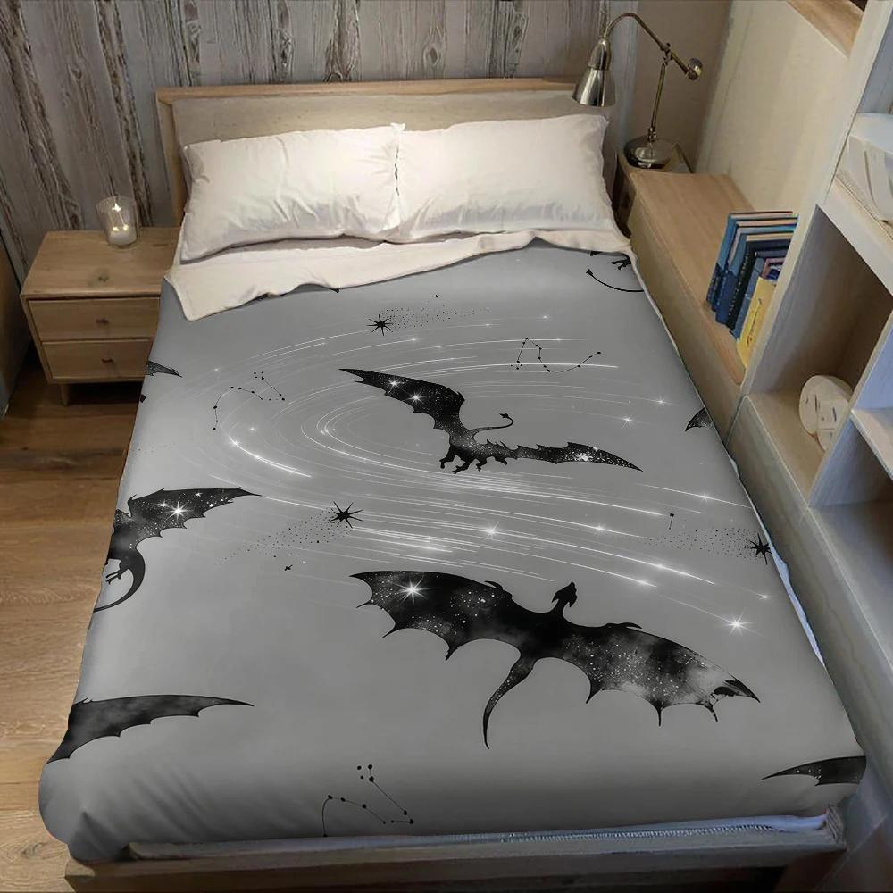 Mystical Starry Dragon Flannel Blanket Warm Soft Halloween Christmas Couch Warm Cozy Decorative Decor Gift for All Season