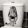 Playful Lion Reading Newspaper Toilet Seat Sticker Waterproof Self-Adhesive Removable Decal for Bathroom WC Decoration