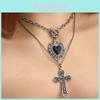 Gothic Heartshaped Cross Pendant Necklace Set With Alloy Geometric Design For Men Women