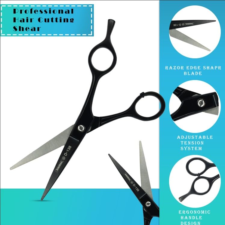DANIAL Razor-Cut Barber Scissors - Premium Stainless Steel Hair Cutting Shears (5.5")