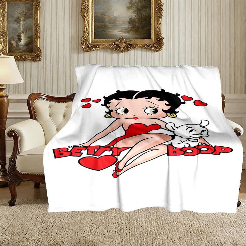 1pc Comfortable Home Print Throw Blanket, Betty Boop Blanket For Bed and Sofa Use, Special Present For Family