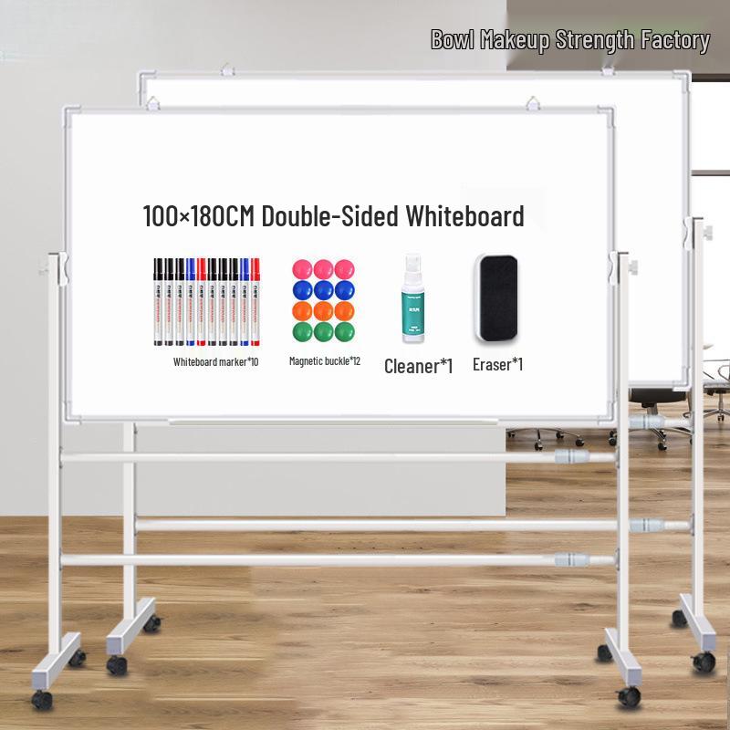 Double-Sided Magnetic Whiteboard & Chalkboard with Mobile Stand for Home, Teaching, and Office Use