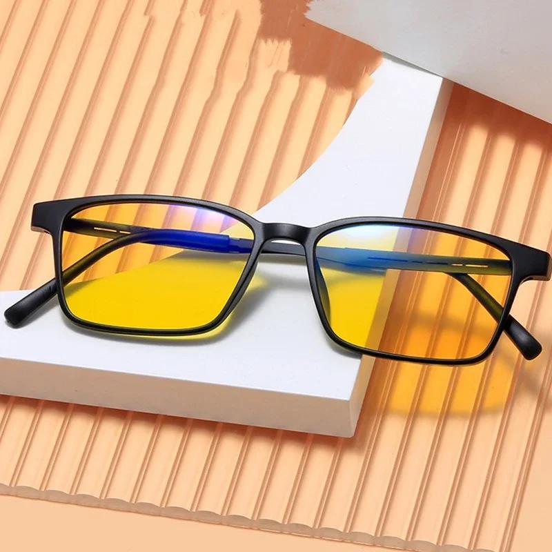 Ultralight TR90 Sports Sunglasses Unisex Blue Light Blocking Night Vision Glasses Vintage Square Sun Goggles