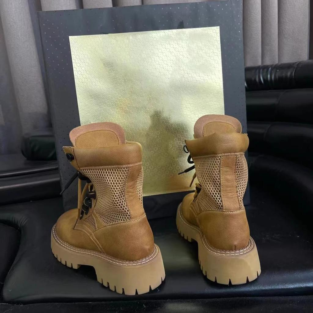 European station Martin boots women's matte leather brown desert boots 2025 autumn new thick-soled British wind locomotive boots tide