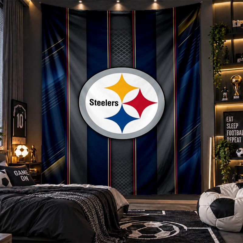 Wall Hanging Tapestry Pittsburgh Steelers Print Cloth for Living Room Bedroom Home Decor