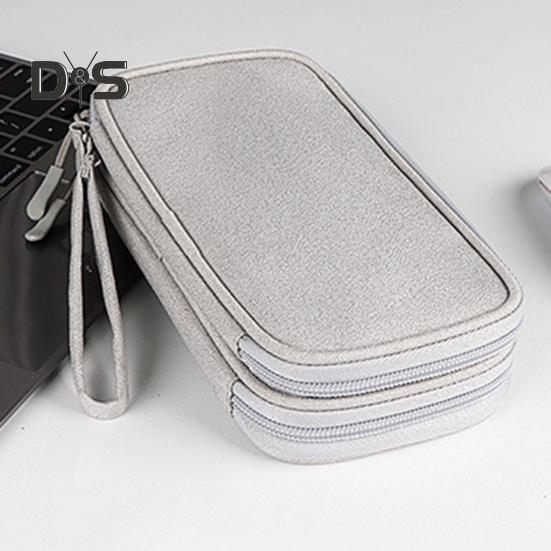 Power Bank Storage Bag Multi-purpose Carrying Case Zipper Closure Large Capacity Mesh Layer Cable Cord Storage Organizer