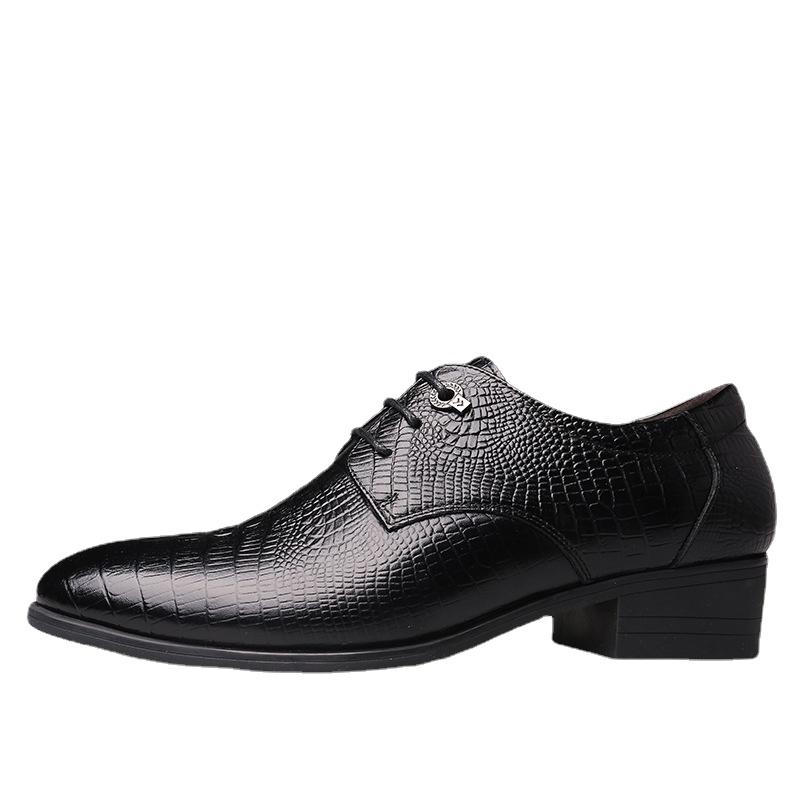 

2024 Весна Новые мужские туфли из кожи с рисунком крокодила, деловые туфли с острым носком, кружевные мужские туфли из натуральной кожи для мужчин 44 чёрный