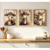 3pcs Funny Cow Canvas Wall Art Humor Dreaming Cow Drinking Coffee Posters Prints Paintings Playful Country Farmhouse Animals Wall Decor Pictures for