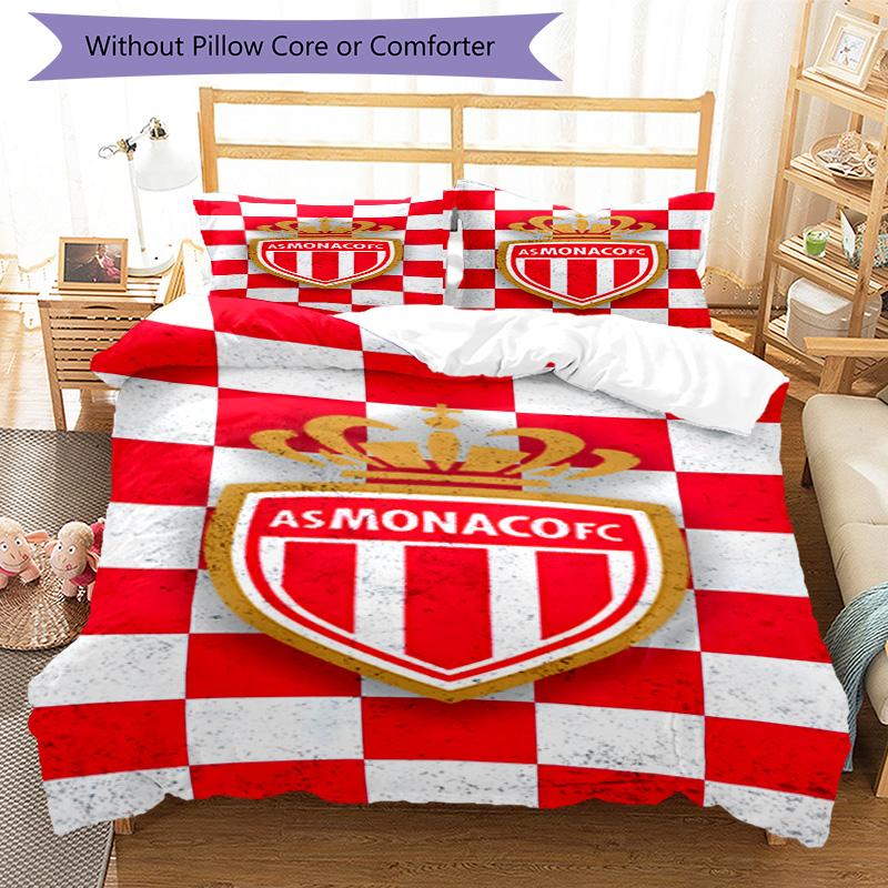 Monaco Football club Printed Pattern Duvet Cover Set – includes 1 duvet cover and 2 matching pillowcases Bedroom decor Christmas gifts