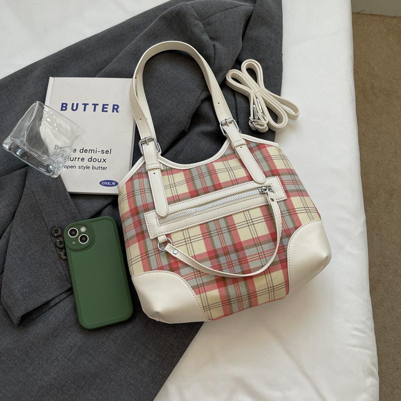 Handtasche Kontrastfarbe Plaid Kleine Quadratische Tasche Damen Schulter Umhängetasche