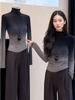 Women's Korean Retro Gradient High Neck Base Layer for Autumn/Winter - Stylish Slimming Long Sleeve Top