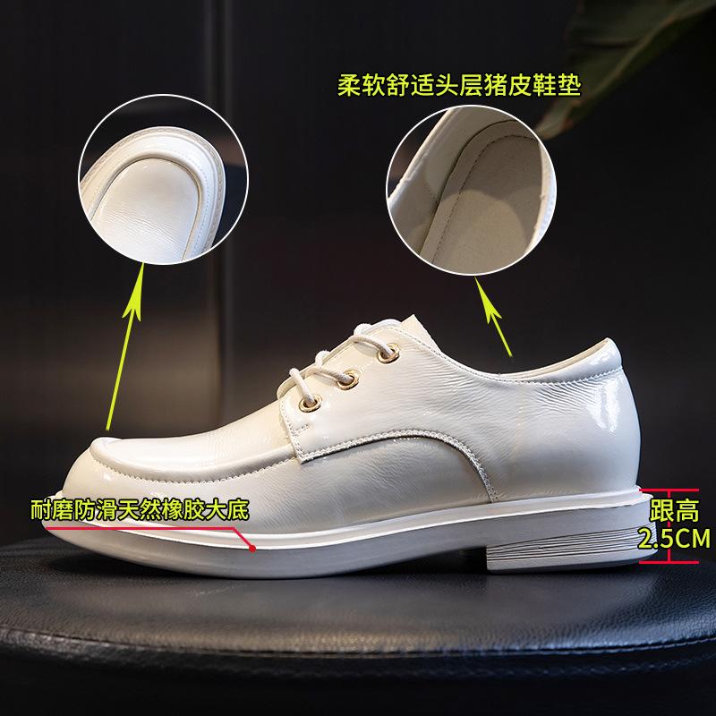 Spring 2025 New Fashion Single Shoes Women's Thick Heel Casual Shallow Mouth Leather Women's Shoes Round Head Versatile Small Leather Shoes Women's Ti