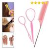1 set Strumento per trecce Anello Elastico per la rimozione della fascia Coltello Pettine a coda di topo Pettine a coda di perno in metallo per lo styling dei capelli
